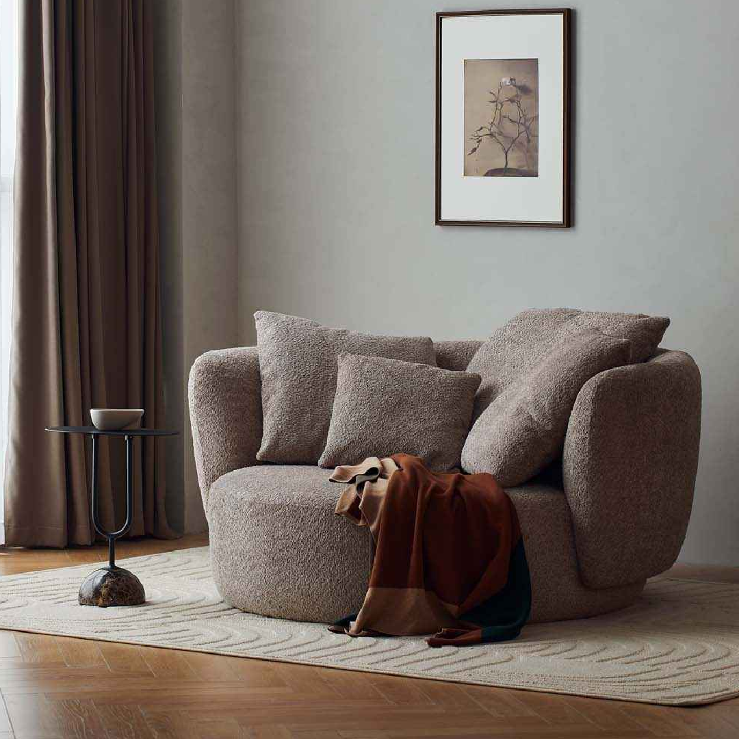 Fauteuil causeuse en tissu gris taupe | Grado Wonton L - Image 2