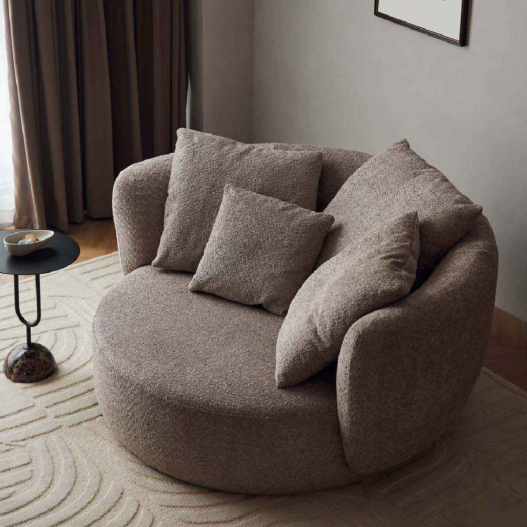 Fauteuil causeuse en tissu gris taupe | Grado Wonton L - Image 4