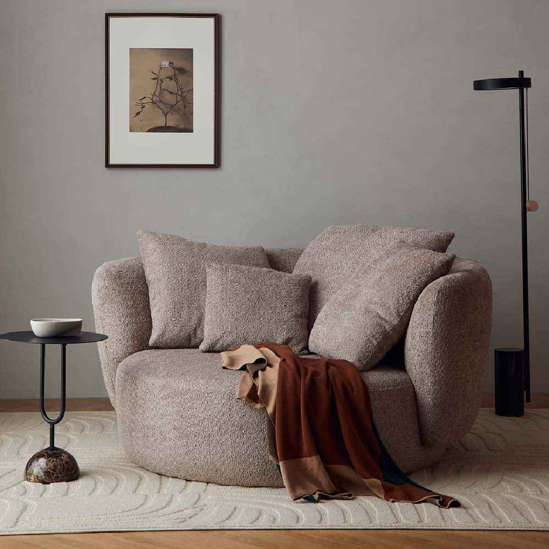 Fauteuil causeuse en tissu gris taupe | Grado Wonton L - Image 5
