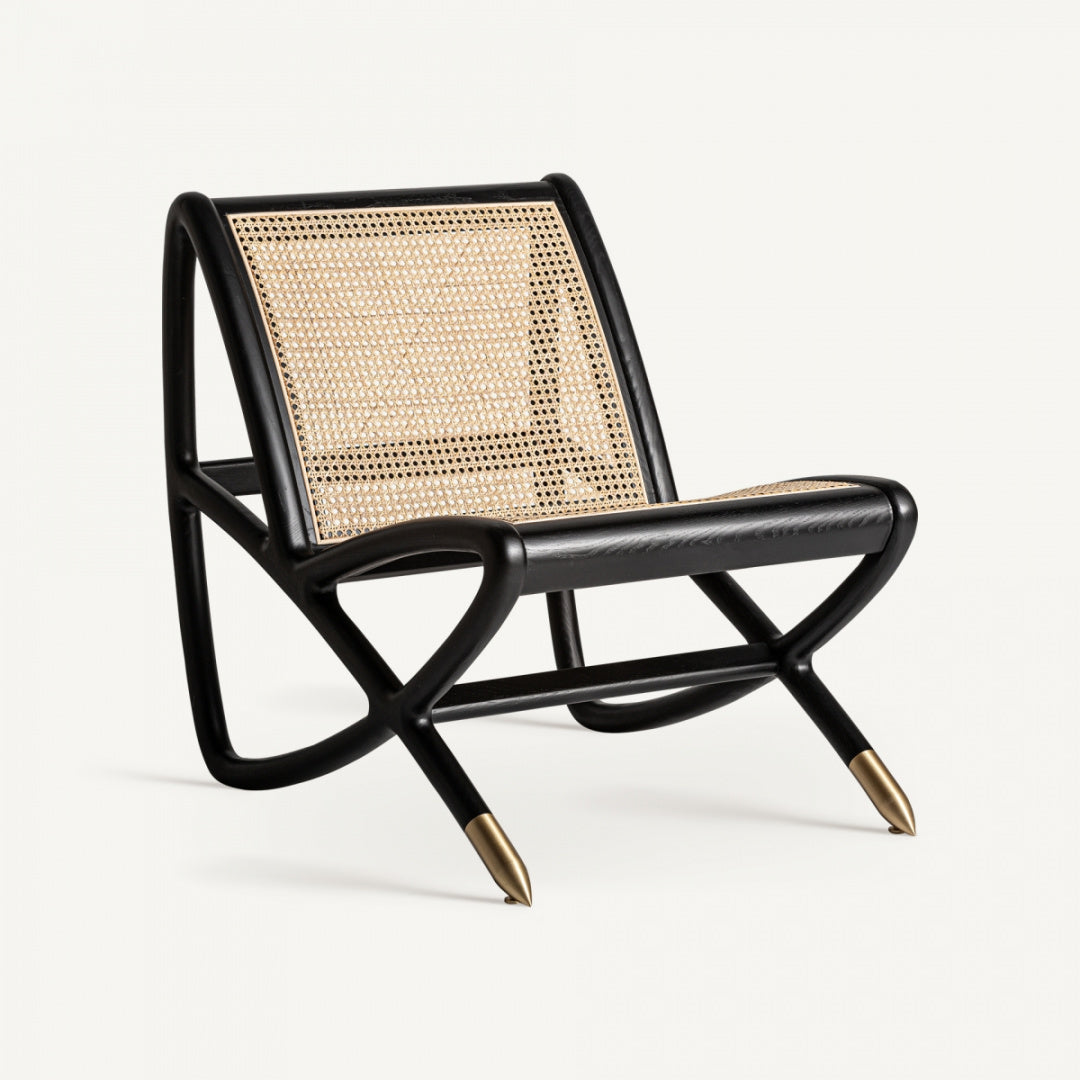 Fauteuil d'appoint en rotin et bois noir | Vical Gladbeck - Image 1