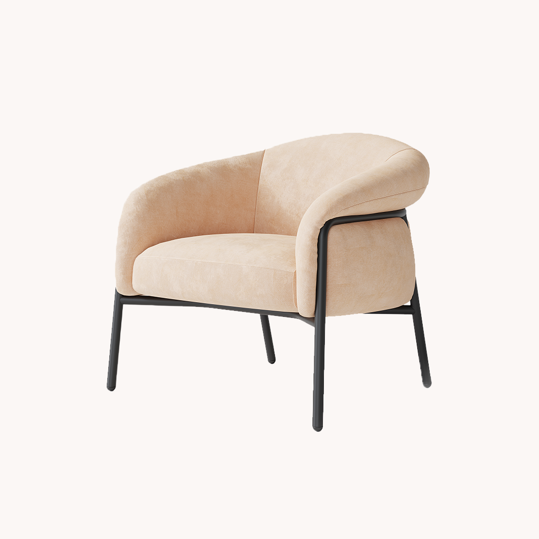 Fauteuil en velours beige | Grado Belly Lounge - Image 1