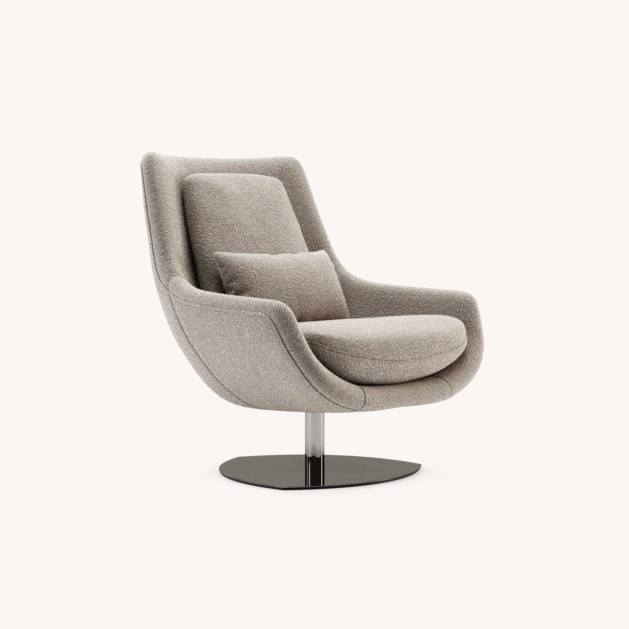 Fauteuil pivotant bouclé taupe | Domkapa Elba - Image 1