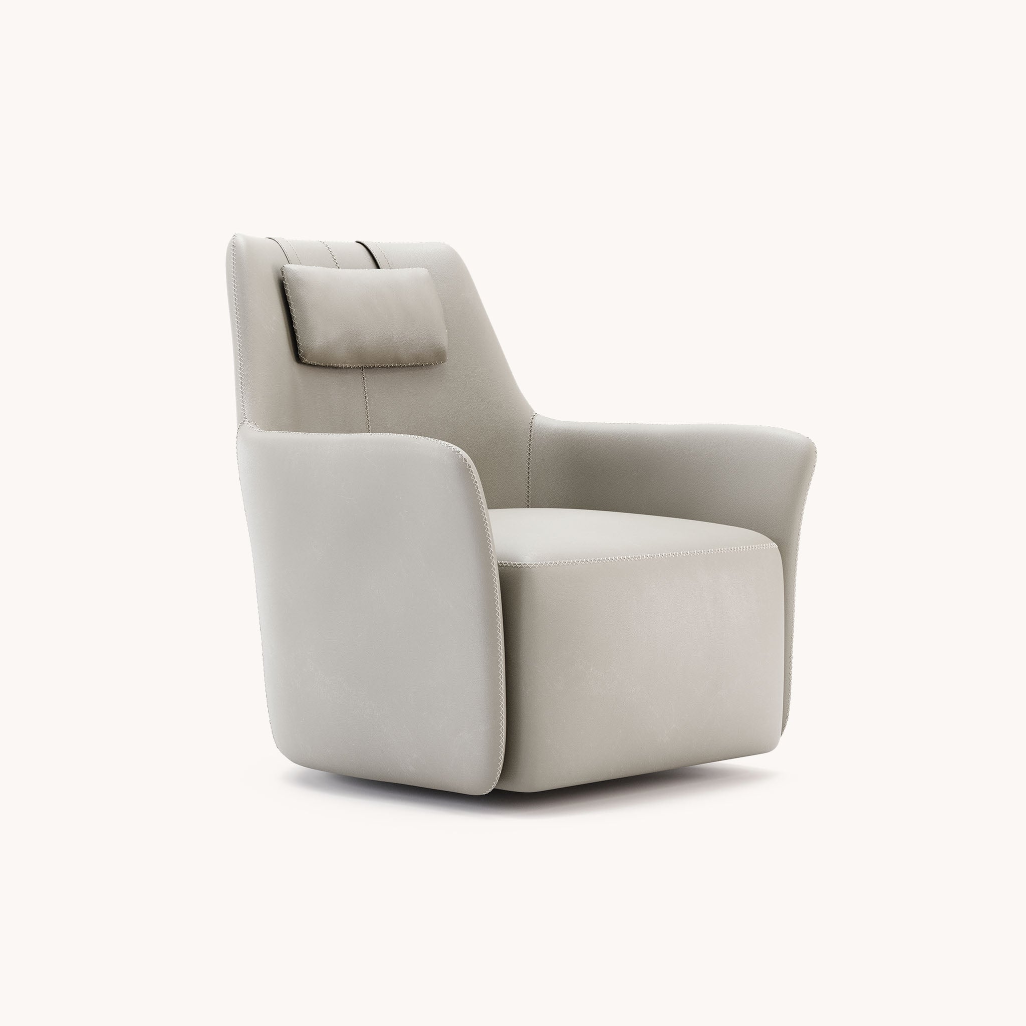 Fauteuil pivotant en cuir gris | Domkapa Alexander - Image 1