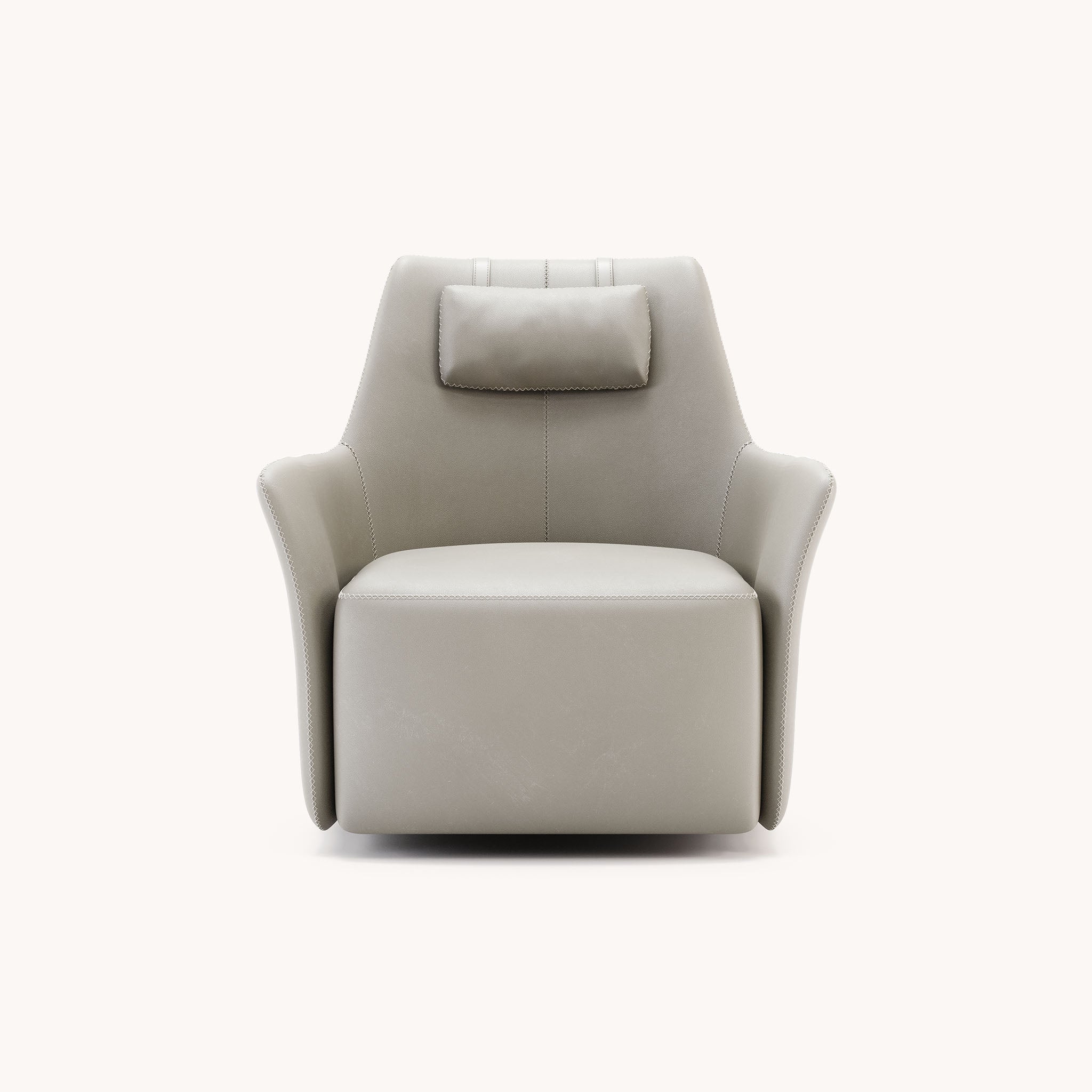Fauteuil pivotant en cuir gris | Domkapa Alexander - Image 2