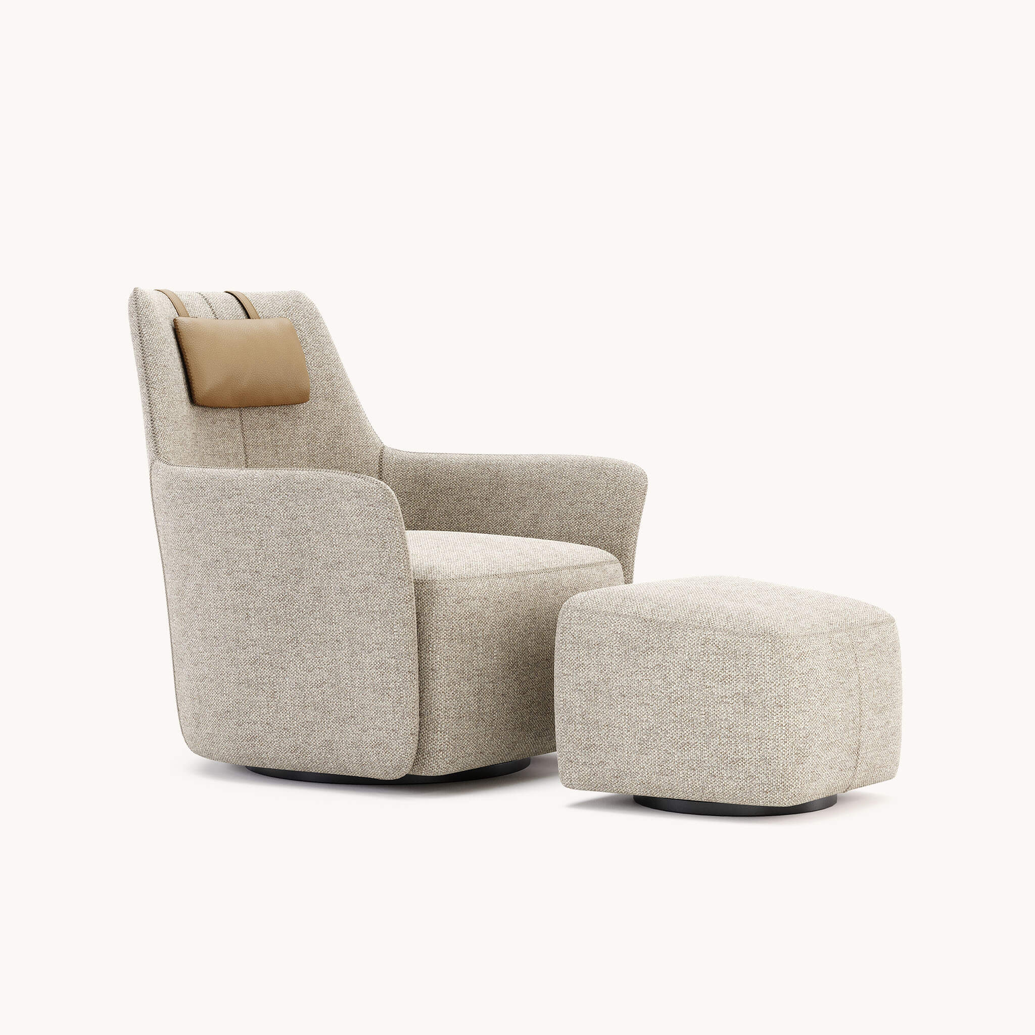 Fauteuil pivotant en tissu sable | Domkapa Alexander - Image 1