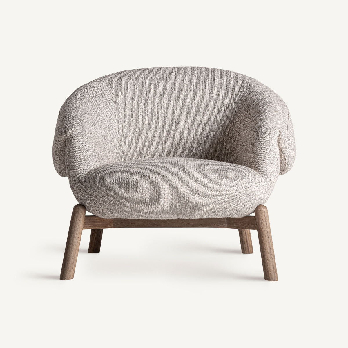 Fauteuil rond en tissu beige | VICAL Jacquard - Image 1