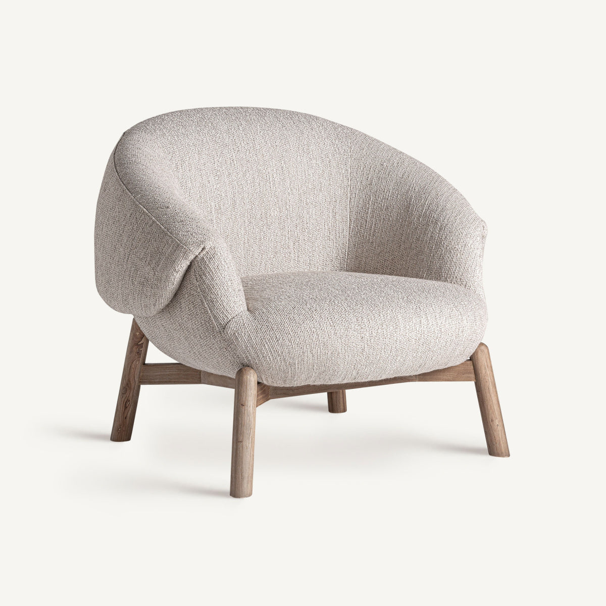 Fauteuil rond en tissu beige | VICAL Jacquard - Image 3