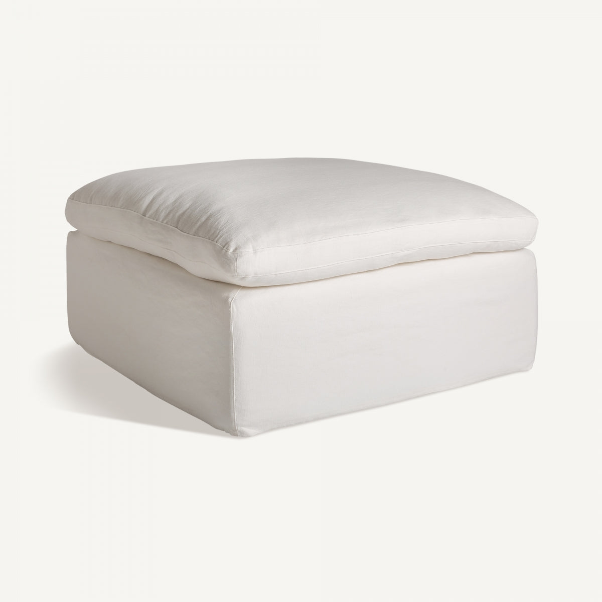 Module pouf en lin blanc | Vical Agde - Image 1
