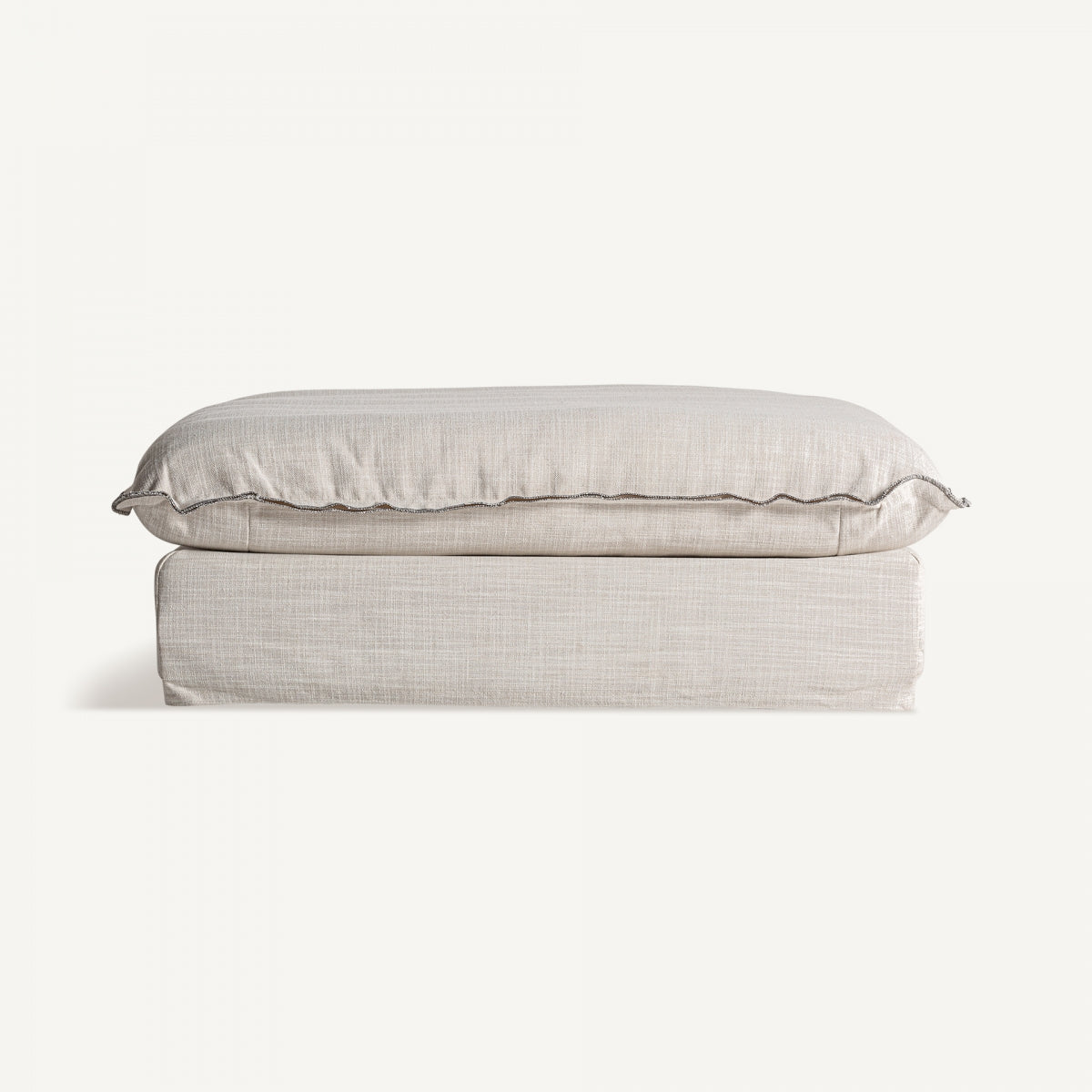 Module pouf en tissu blanc cassé | Vical Bief - Image 1