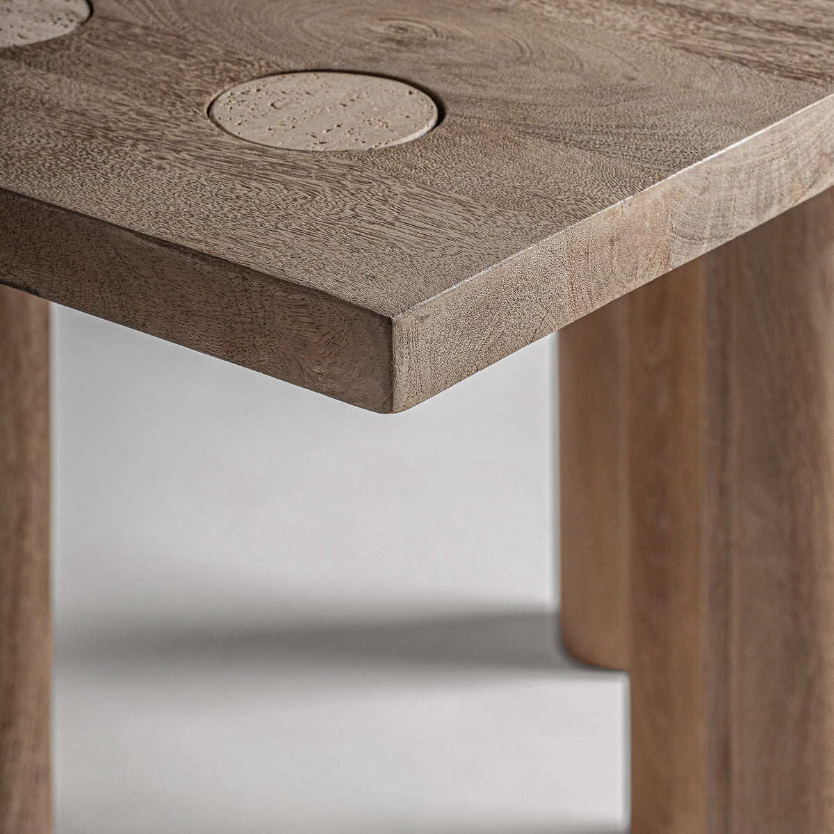 Table à manger carrée en manguier/travertin | VICAL Jacquard - Image 2