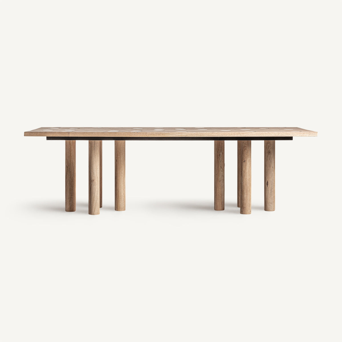 Table à manger en bois de manguier/travertin | VICAL Jacquard - Image 1