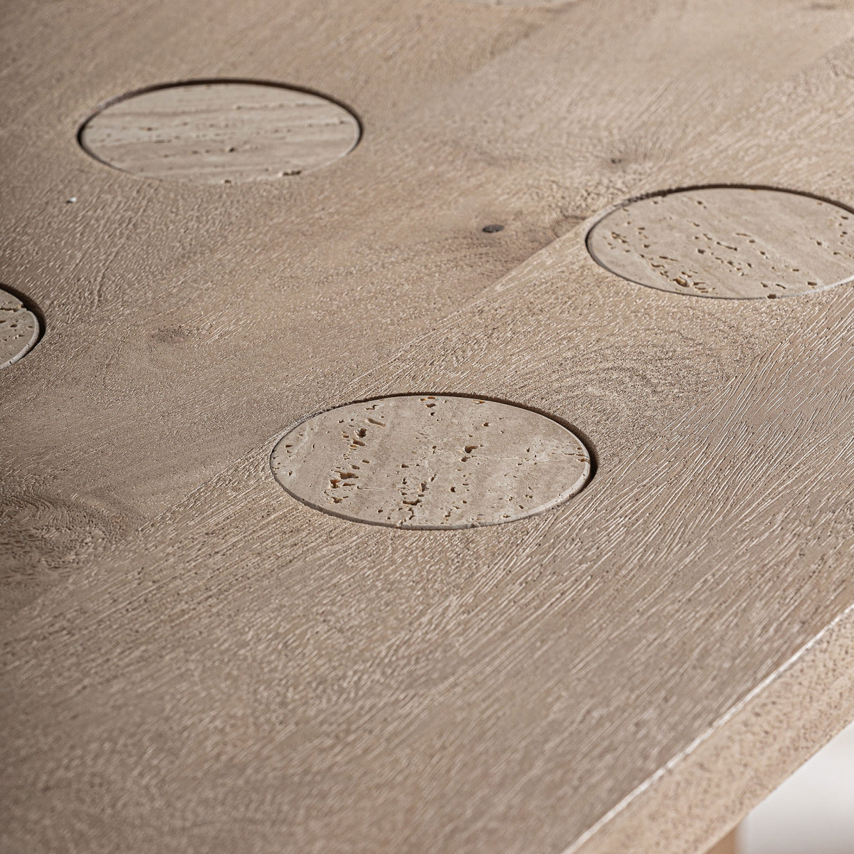 Table à manger en bois de manguier/travertin | VICAL Jacquard - Image 2