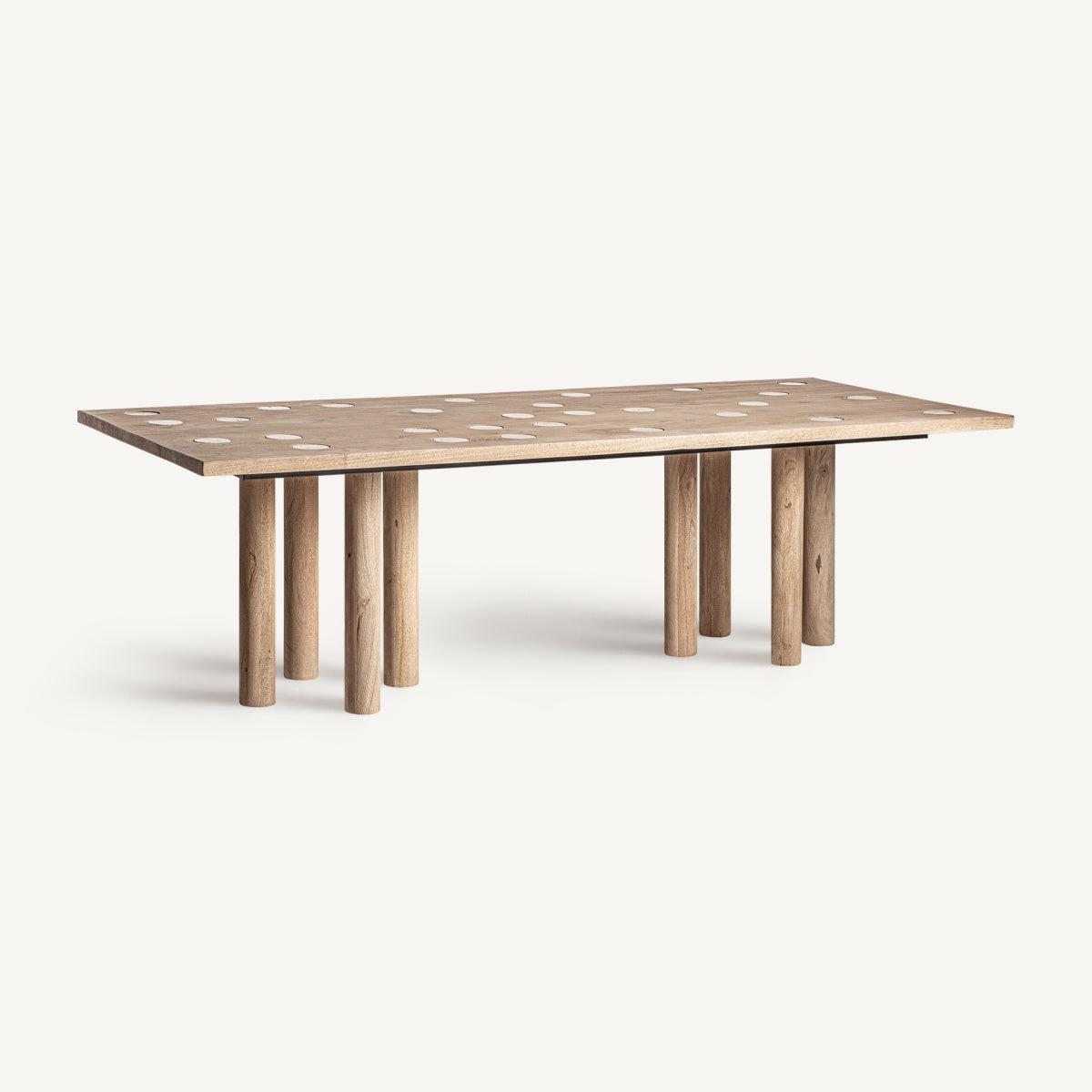 Table à manger en bois de manguier/travertin | VICAL Jacquard - Image 3