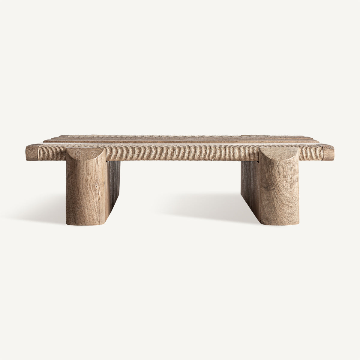 Table basse carrée en bois et travertin | VICAL Jacquard - Image 1