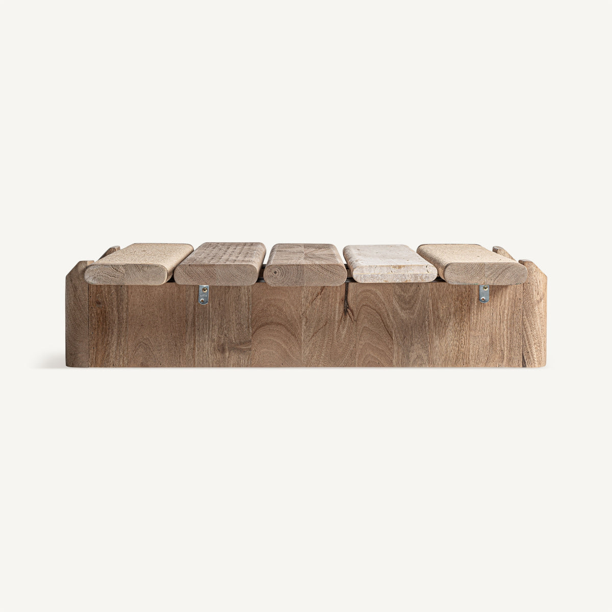 Table basse carrée en bois et travertin | VICAL Jacquard - Image 4