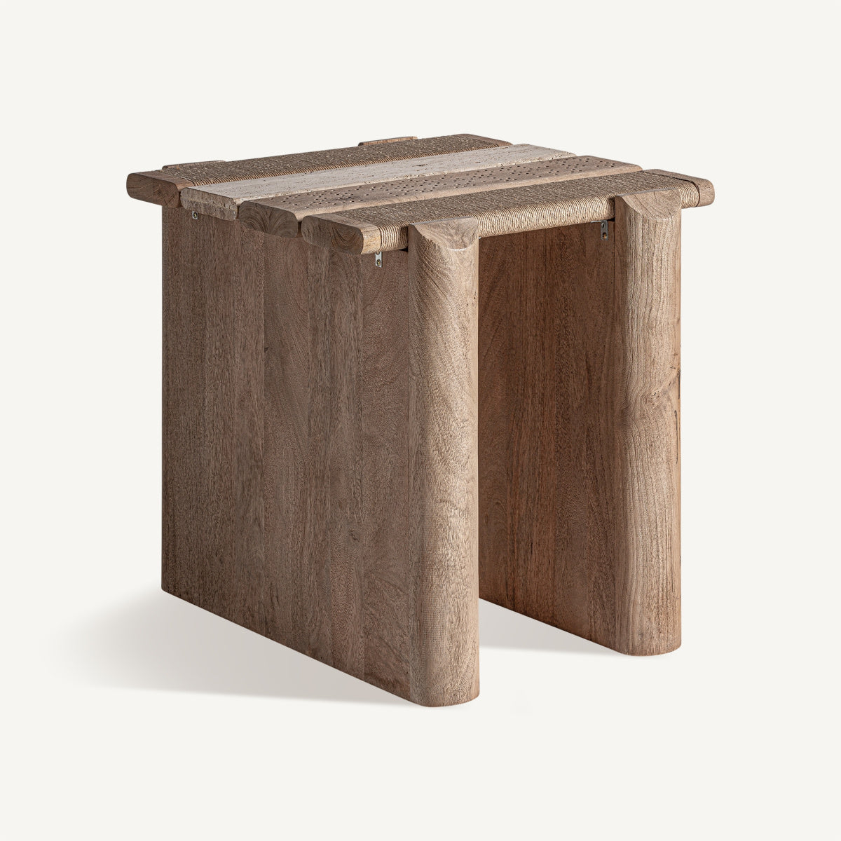 Table basse carrée en manguier/travertin | VICAL Jacquard - Image 3