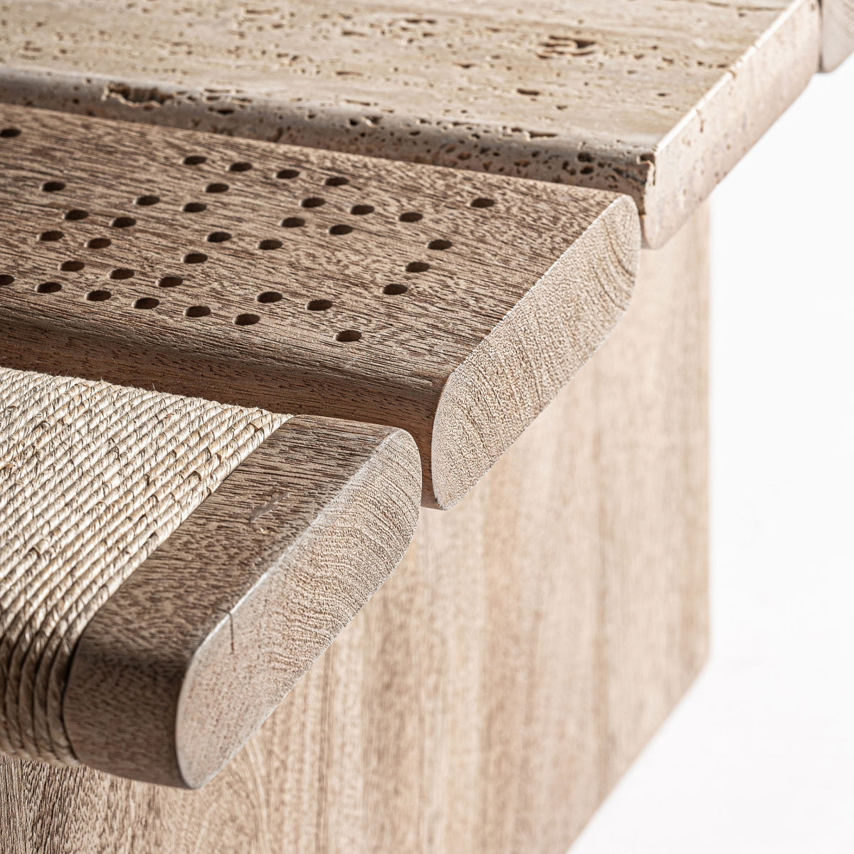 Table basse rectangulaire en bois et travertin | VICAL Jacquard - Image 2