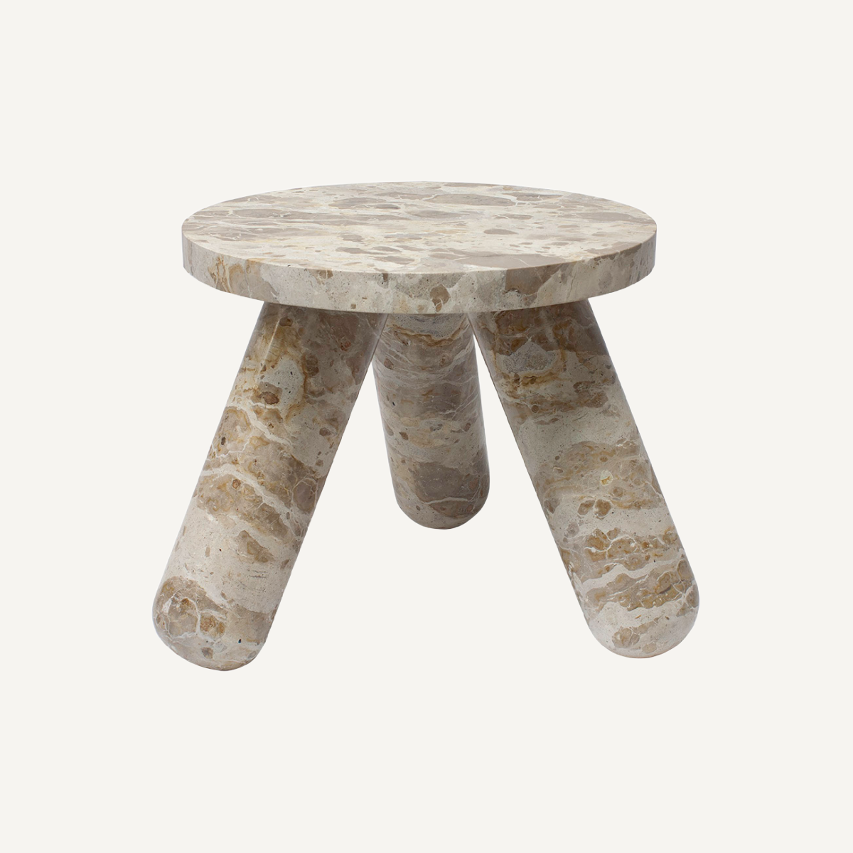 Table d'appoint en marbre beige | Dôme Deco Benton - Image 1