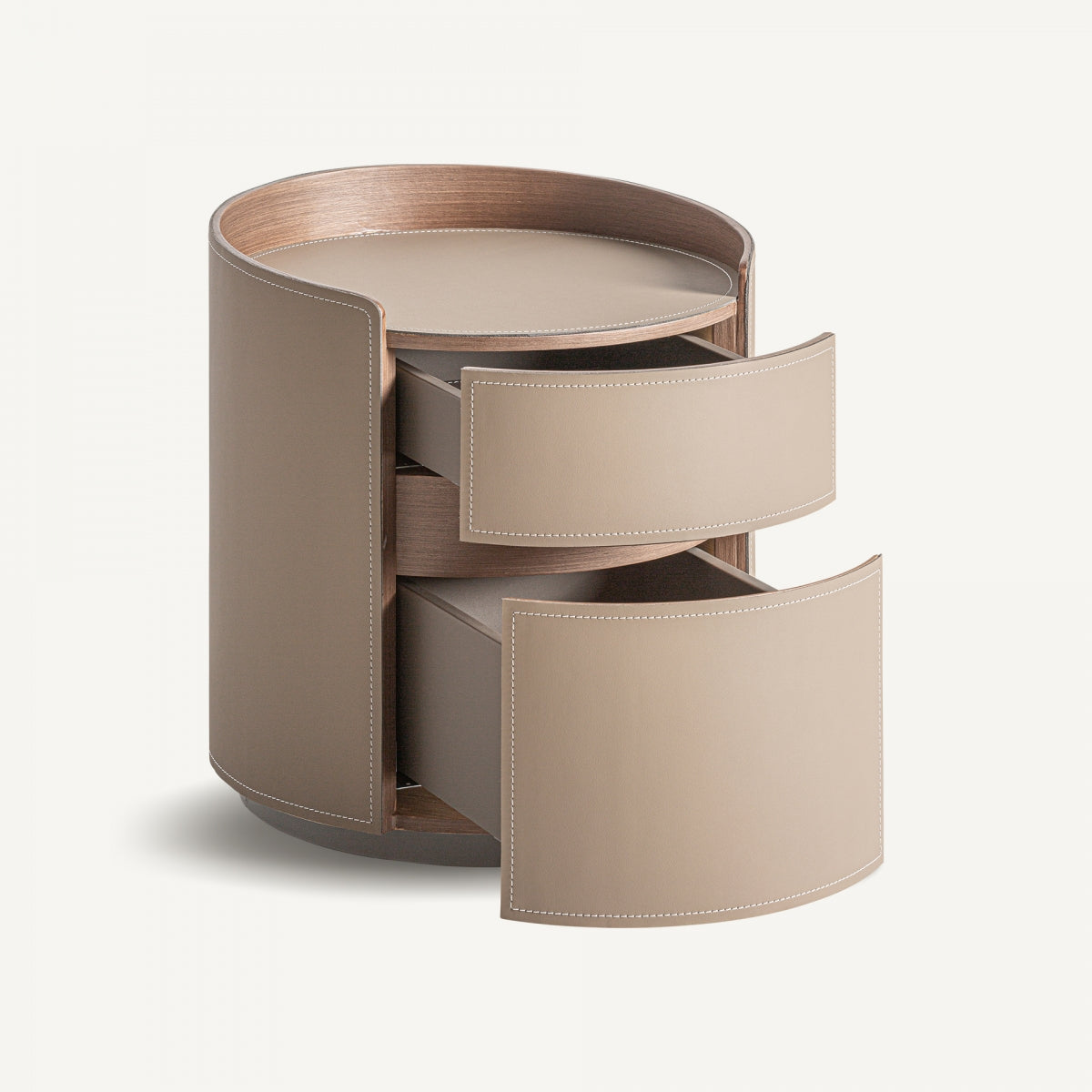 Table de chevet en cuir crème | Vical Kandern - Image 3